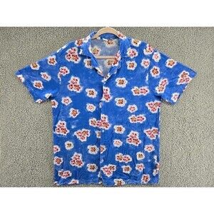 Odd Future Shirt Mens Large Blue Flower Pattern Hawaiian Style Button Up